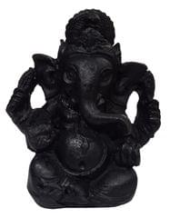Resin Idol Lord Ganesha: Black Granite Finish Statue (12177)