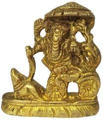 Rare Collection Brass Statue Ganapathi Ganesha On Chariot Drawn By Mouse (12176)