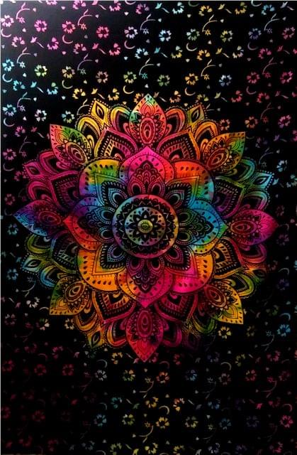 Cotton Bed Cover Wall Poster Beach Throw 'Spring Chakra': Bohemian Hanging Tapestry (20046)