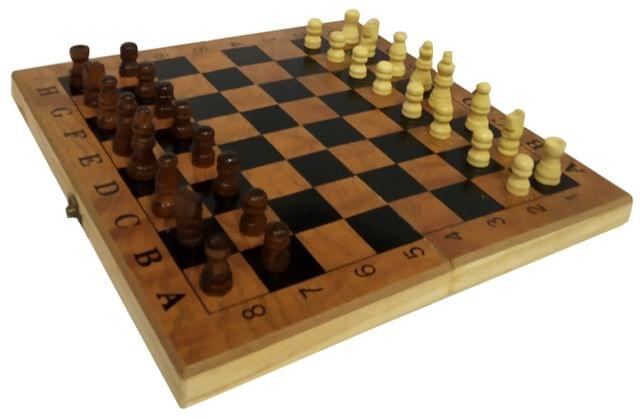 Wooden Board Game Set Chess, Checkers & Backgammon: 3-in-1 Portable Travel Indoor Fun (12017)