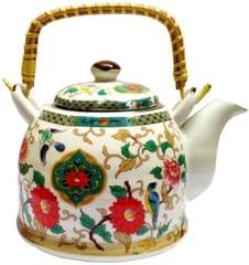 Ceramic Fire Kettle 'Nature Garden': 850 ml Tea Pot with Steel Strainer (11782)