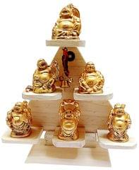 Laughing Buddha Pyramid: Set of 6 Resin Statues for Positive Energy (11718)