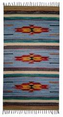 All-Season Area Rug / Carpet / Dhurrie in Wool - "Center of the Universe": Handwoven by master artisans in Medium Size,10.6 Squre ft (10066d)