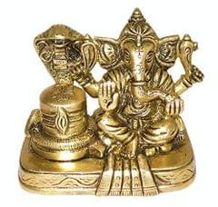 Unique & Rare Brass Shivling and Ganesha Idol, Hindu Religion Idols for home, office 10219)
