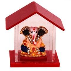 Hindu Religious God Ganesha Miniature Statue Showpiece for Home Temple, Shop Counter/Shelf, or Office Table (10142)