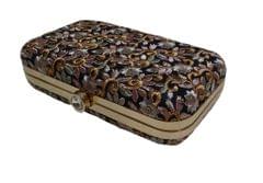 Women's Gold embroidery Clutch Black(10269)