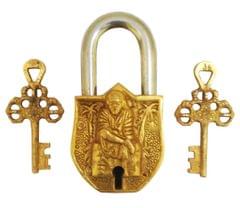 Handmade Brass Antique Lock with Saibaba (10012)