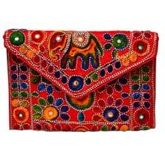 Rich Indian Handwork with Elephant Motifs Cotton Handbags (10605)