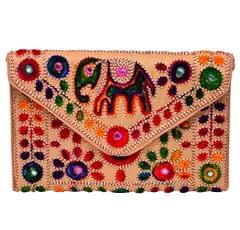Rich Indian Handwork with Elephant Motifs Cotton Handbags (10606)