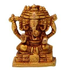 Ganesha Ganapathi Vinayak In Panchmukhi Avatar Sculpted In Solid Brass Metal (10696)
