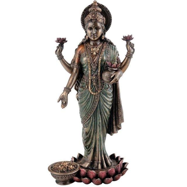 Standing Lakshmi Laxmi Mahalakshmi Goddess of Wealth Fortune Statue Figurine Decor Gift 10833