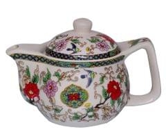 Beautifully Painted Ceramic Kettle, Small Kettle for 1 Cup of Tea, Steel Strainer Included (10730)