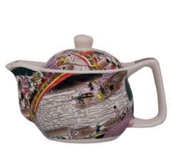 Beautifully Painted Ceramic Kettle, Small Kettle for 1 Cup of Tea, Steel Strainer Included (10728)