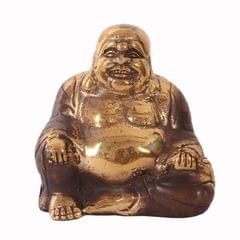 Vintage Laughing Buddha Statue In Solid Brass Metal With Unique Copper Polish: Harbinger Of Wisdom And Wealth - Use as Home Decor Showpiece For Vastu Feng-Shui (10966)