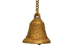 Brass Hanging Bell: For Home Temple, Door, Hallway, Porch Or Balcony | Chain hang: 15 in | Unique Decor Gift (10783)
