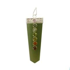 Green Aventurine 7 Chakra Gemstone Pendant For Necklace: Reiki Energized Gift Of Natural Crystals, Good Luck Healing Charm (11052)