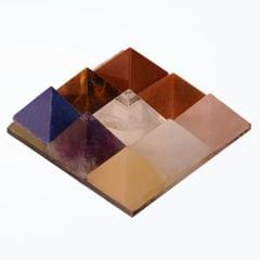 Navagraha Nine Stone Pyramid: Hand Polished Natural Healing Authentic Semi-Precious Rocks For Vaastu Feng Shui Positive Energy (10976)