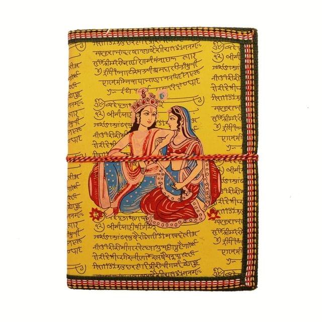 Handmade Paper Journal Radha-Krishna: Vintage Diary Notebook With Thread Closure (11157)