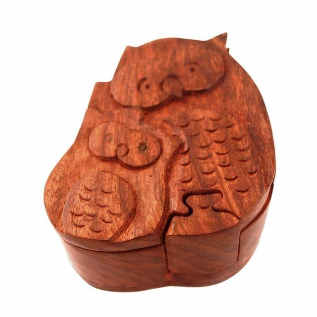 Wooden Puzzle Box 'Mamma Owl - Baby Owl': Handmade Mystery Keepsake Magic Game Gift (11294)