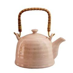 Ceramic White Kettle Tea Coffee Pot, 850 ml, With Steel Strainer (11225)