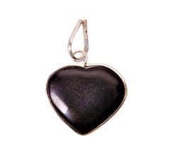 Black Agate Heart Pendant For Necklace: Reiki Energized Natural Crystal Good Luck Charm (11336)