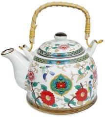 Ceramic Fire Kettle 'Orient Garden': 850 ml Tea Pot with Steel Strainer (11468)