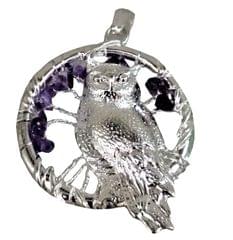 Chakra Pendant 'Wisdom Owl': Spiritual Lucky Charm Gift (11508)