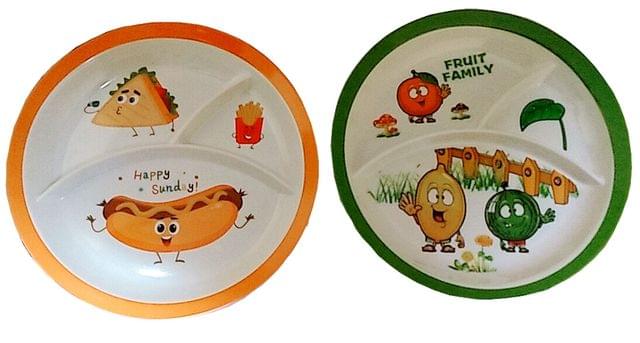 Plastic Plates 'Love All Food': Set of 2 Dinner Plates for Children; Unique Birthday Return Gift (11714c)