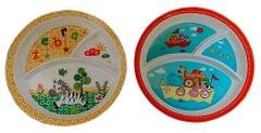 Plastic Plates 'Playful Animals': Set of 2 Dinner Plates for Children; Unique Birthday Return Gift (11714b)