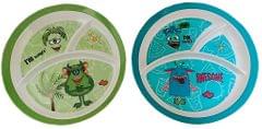 Plastic Plates 'Hungry Monsters': Set of 2 Dinner Plates for Children; Unique Birthday Return Gift (11714a)