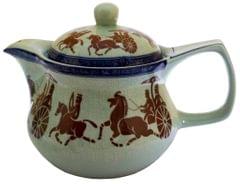 Painted Ceramic Kettle 'Royal Army': Small 350 ml Tea Coffee Pot, Steel Strainer Included (11611)