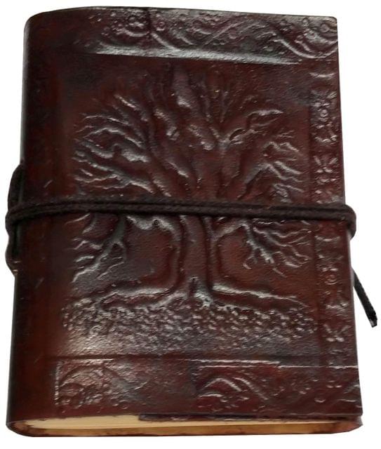 Leather Diary 'Tree Of Life': Handmade Paper Travel Journal Pocket Notebook (11710)