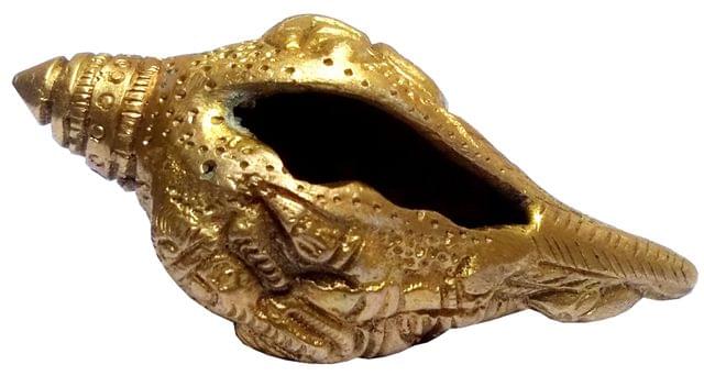 Small Brass Ganesha Shankha: Holy Conch Design Idol (11837)