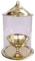 Brass Oil Lamp Akhand Jyoti: Long Lasting Festival Deepam Decor Gift, 6 inches (11555B)
