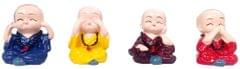 Resin Statues 'Life Lessons': Four Baby Laughing Buddha Monks (11866)