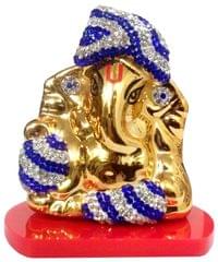 Resin Idol Pagdi Ganesha: Glittering Stones Statue (11855)