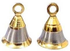 Brass Hanging Bells (Set of 2): Small Bells in Copper-Silver Finish with Tingling Sound (11847)
