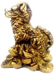 Brass Statue Chinese Imperial Guardian Lion (Shishi, Lion Dog or Foo Dog): Vintage Collectible Idol (11986)