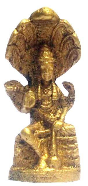 Rare Miniature Brass Idol Vishnu: Unique Collectible Gold Finish Statue (11904)