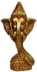Brass Idol Floating Ganesha (Ganapathi): Mini Statue Holding Laddoo (12063)