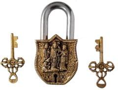 Brass Padlock: Ram Darbar with Rama, Sita, Lakshman. & Hanuman (12263)