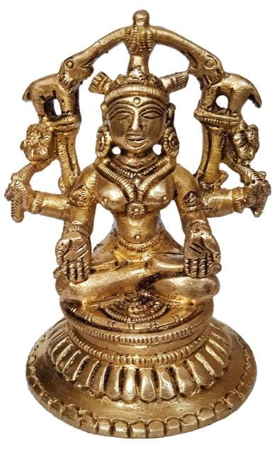 Brass Idol Gaja Lakshmi: Collectible Statue Ma Laxmi with Elephants (12255)