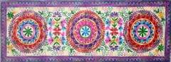 Cotton Tapestry 'Three Chakras': Vintage Embroidery Table Runner or Wall Hanging (12232)