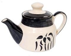 Ceramic Kettle In Rustic Studio Pottery: Artisan Handmade Glazed Tea Coffee Pot, White, 300 ml (12318)