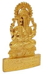 Metal Idol Ganesha: Golden Statue for Home Temple or Car Dashboard (12281)