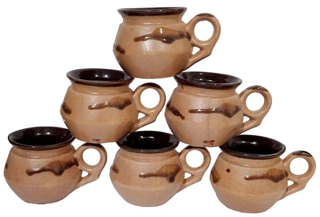 Ceramic Tea Coffee Cups Set of 6 Mugs: Indian Souvenir Memorabilia, 100ml (12370A)