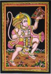 Cotton Wall Poster Hanuman: Spiritual Hanging Unframed Sheet, Multicolor (20087)