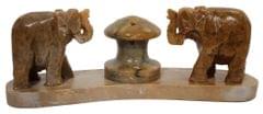Stone Incense Stick Holder Agarbatti Stand: Saluting Elephants (12474)