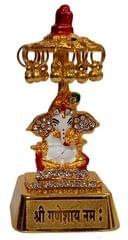 Metal Idol Chhatra Ganesha (Ganapathy Vinayak): Collectible Statue For Home Temple (12454)