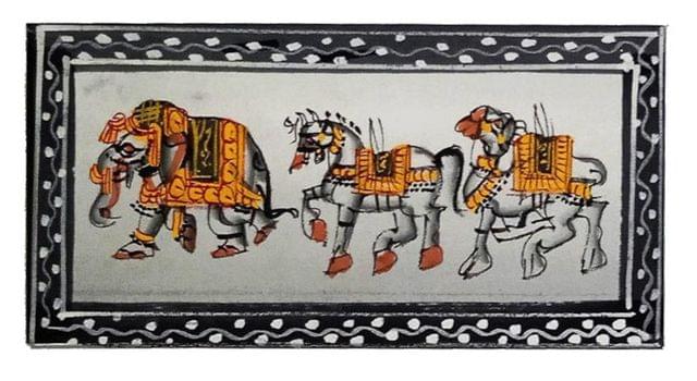 Silk Cloth Painting: Collectible Indian Miniature Art For Decoration Or For Use As A Greeting Card (12481B)